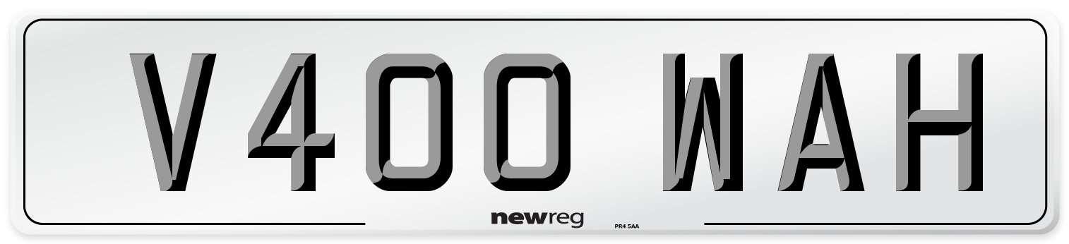 V400 WAH Number Plate from New Reg